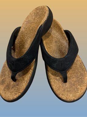 SOLE….Women’s Black Cork Footbed Flip Flop Sandals